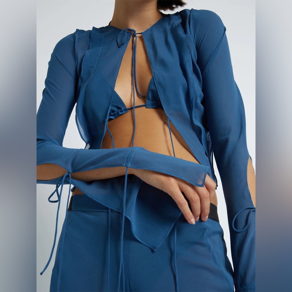 Christopher Esber Blue Tie Shirt - Picture 4 of 12